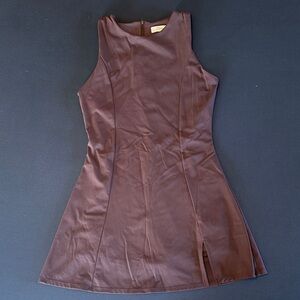 Qinsen Athletic Fabric Brown Dress